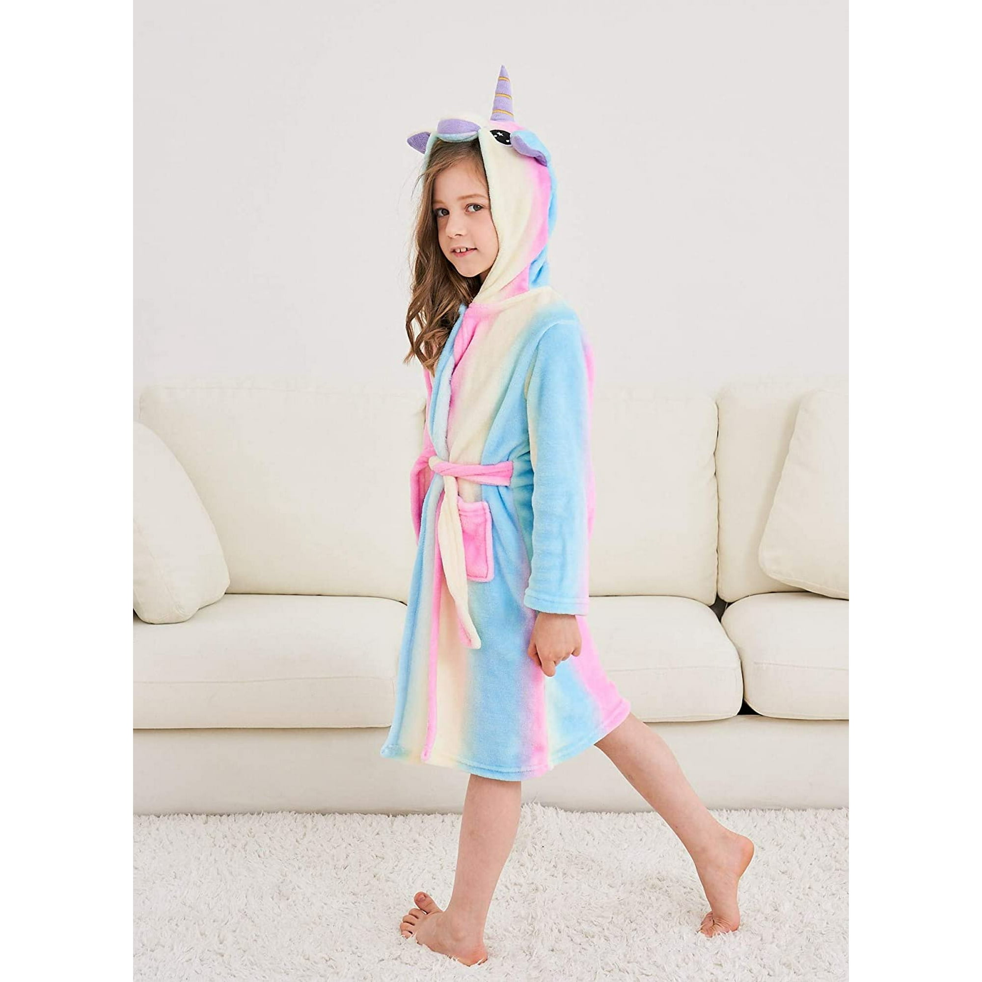 Soft unicorn hooded bathrobe sleepwear hotsell