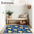 thumbnail image 3 of ODIKA 4'x6' Machine Washable Non-Slip Area Rug, Elegant Frosted Sleigh Bell Array with Stylized Ribbon and Berry Sprigs High Traffic Rug with Pad, Blue, 629831, 3 of 8