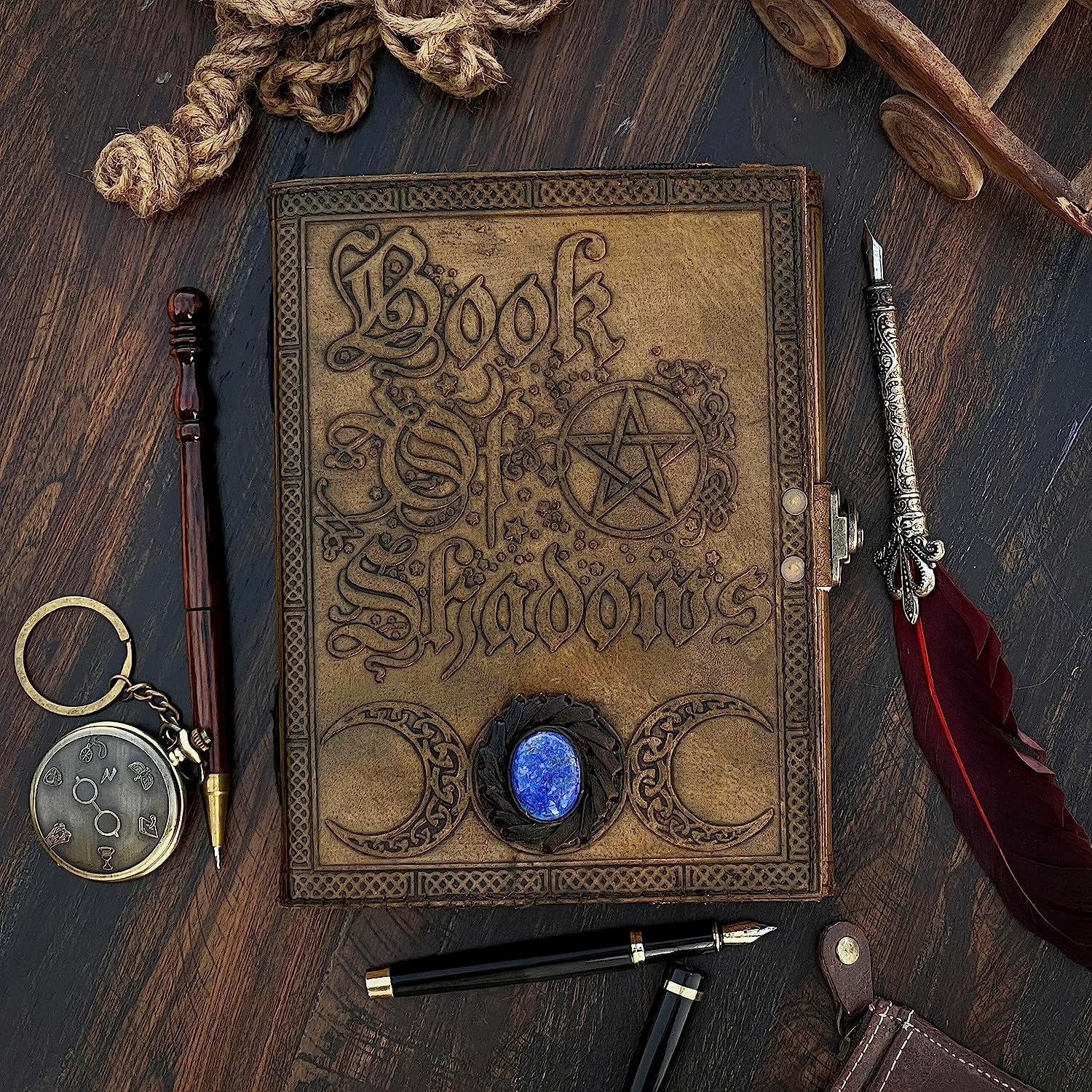 【現品限り一斉値下げ！】 Journal Leather Shadows Of Book with Stone Precious Semi アート・デザイン・音楽