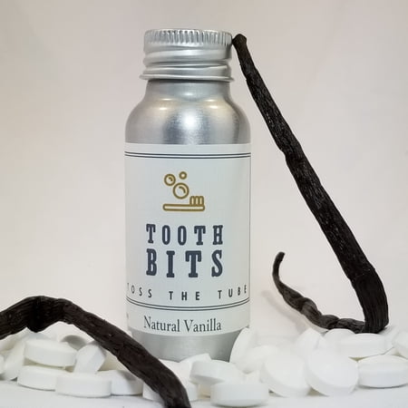 TOOTH BITS Fluoride-Free Toothpaste Tablets, Non-Toxic, Natural Vanilla Flavor, 65 Pieces