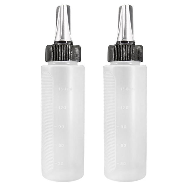 2 Pcs Bouteille de Balance de Coiffure Portable Bouteille de Nettoyage à Sec Mesurer Bouteille de Rinçage Anti-Fuite Bouilloire pour Salon de Coiffure (Transparent)
