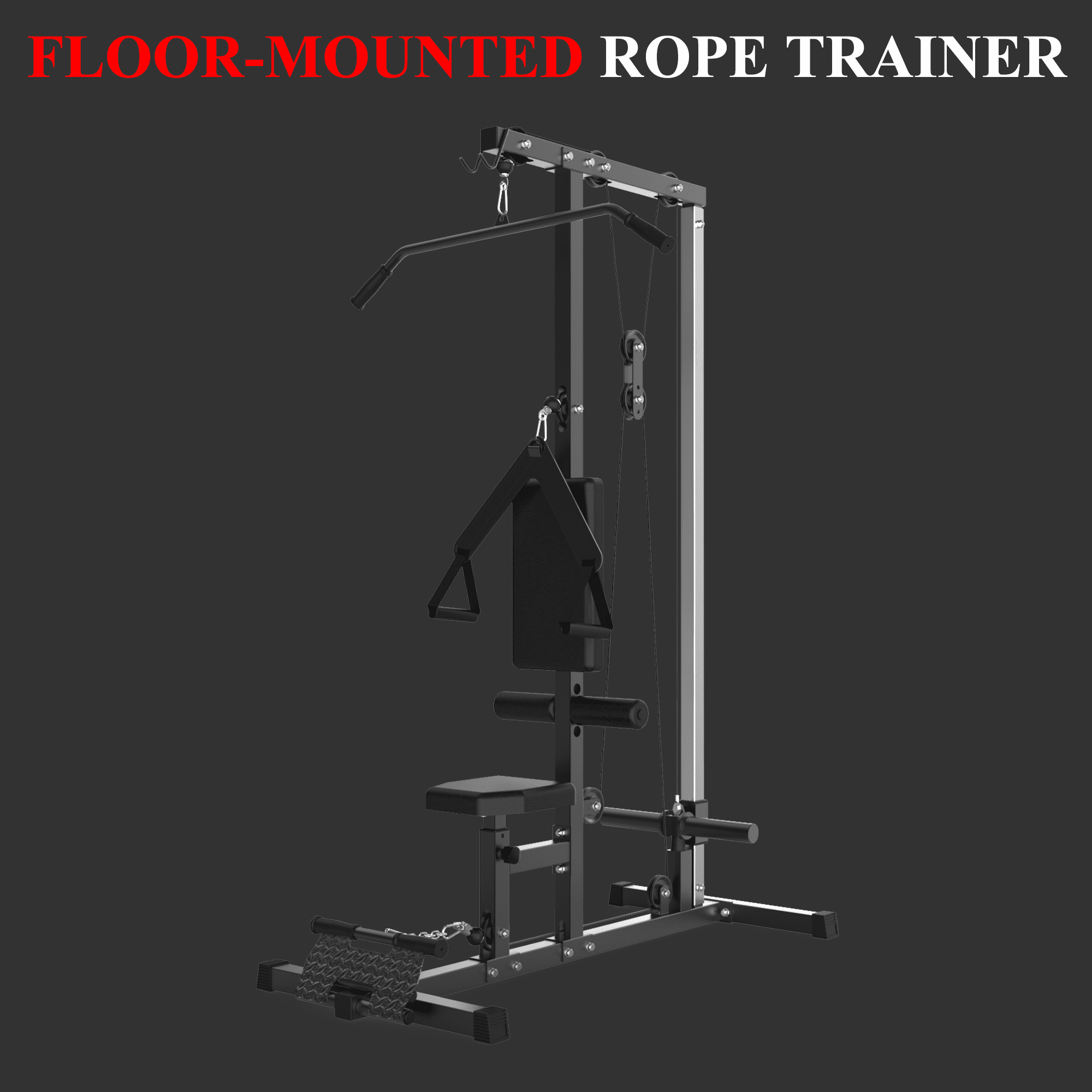 LAT Power Cable Machine, LAT Pull Down Machine with High and Low Pulley Station and Adjustable Leg Support, Back Exercise Equipment for Home Gym Body Strength Training