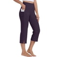 thumbnail image 3 of Capri Pants for Women High Waisted Workout Yoga Capris Leggings Straight Leg Athletic Cropped Pants with Pockets Purple 2XL, 3 of 5