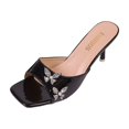 thumbnail image 2 of Wowcloth Patent Leather Slide Sandals for Women – Comfortable Elevated Thin Heel with Butterfly Rhinestone Decors, Wide Size Available for Summer & Fall Fashion Footwear, 2 of 9