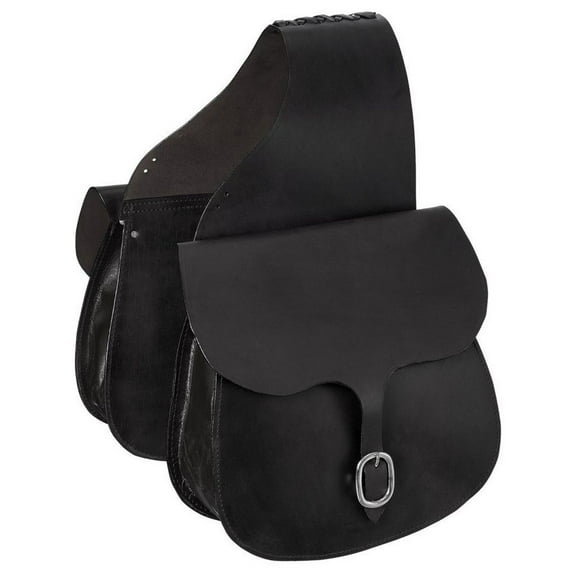 Tough-1 Saddle Bag Large Premium Skirting Leather Black 61-9575