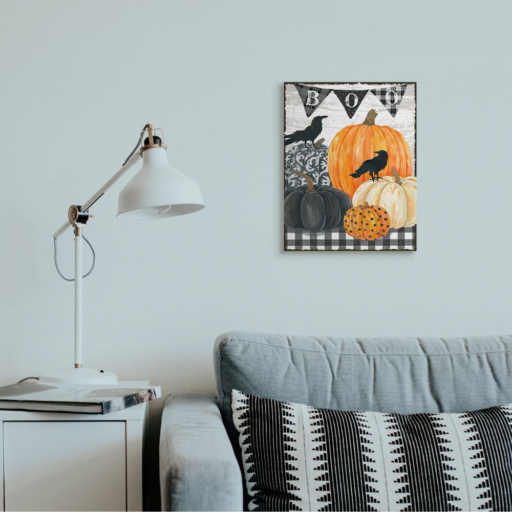 Stupell Industries Whimsical Halloween Scene Farm Table Pumpkin Crows Canvas Wall Art Design by Andrea Tachiera, 16" x 20"
