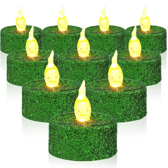 Toyvian 12Set Glitter Pillar Candles LED Tealight Candles