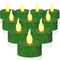 Toyvian 12Set Glitter Pillar Candles LED Tealight Candles