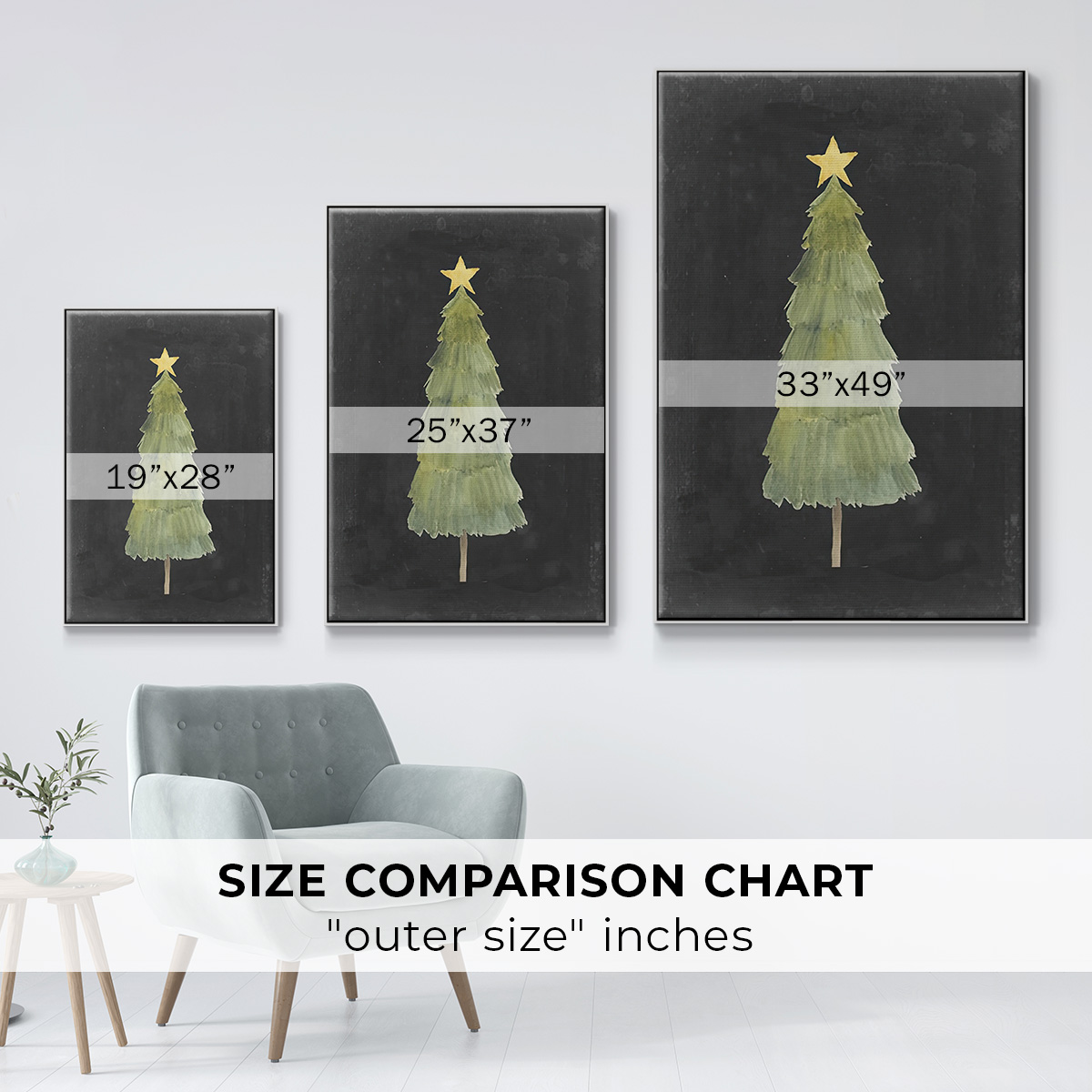 Christmas Glow Collection F - Framed Gallery Wrapped Holiday Canvas - 25 x 37 - White Frame