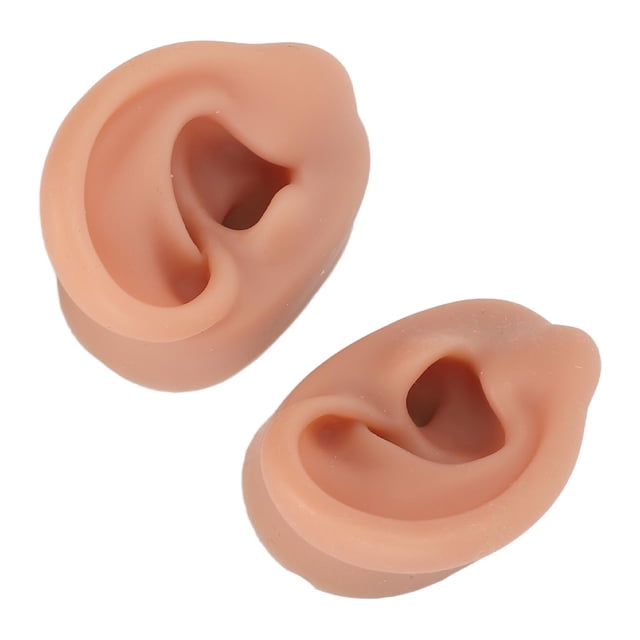 One Pair Soft Silicone Ear Model with Lifelike Design for Acupuncture, Jewelry, Recording