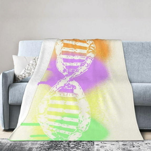 DouZhe Ultra-Soft Micro Fleece Lightweight Flannel Bed Blanket, Rainbow DNA Print Cozy Warm Throw Blankets, 60"x50"