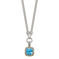 thumbnail image 2 of 925 Sterling Silver Vintage Sky Blue Topaz Diamond Chain Necklace Gemstone Pendant Charm, 2 of 3
