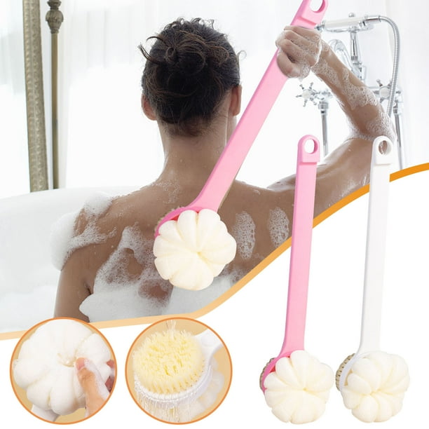 Cepillo De Baño Cepillo de baño de doble cara con mango largo y cerdas suaves para exfoliar la espalda en la ducha (rosa,1 pieza) Rkxzt
