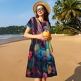 thumbnail image 4 of Saiise Robes d'Été à Motif Lapin Coloré pour Femmes T-Shirt Décontracté Manches Courtes Robe de Plage Florale avec Poches, 4 of 6