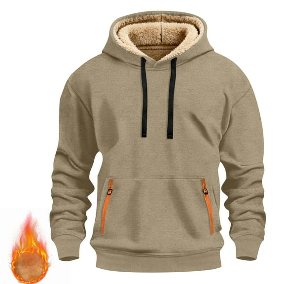 Chiccall Fleece Hoodies for Men Thick Fleece Lining Hooded Sweatshirts Warm Winter Pullover Outerwears with Pocket