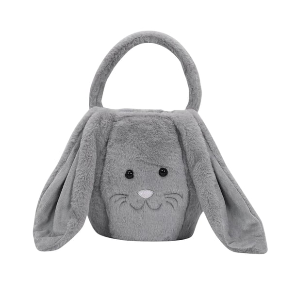 Bonita canasta de conejito de Pascua de peluche para decoraciones de fiesta infantil, uso diario, duradera. Gris