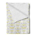 thumbnail image 2 of Grey and Yellow Soft Flannel Fleece Throw Blanket, Victorian Style Flowers Leaves Swirls Ombre Design Art Image, Cozy Plush for Indoor and Outdoor Use, 50" x 60", Pale Grey and Marigold, by Ambesonne, 2 of 5