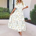 thumbnail image 4 of Fmbrln Womens Summer Boho Long Dress Fashion Short Sleeve V Neck Pleated Flowy A Line Dress Casual Loose Print Vacation Sundress, 4 of 4