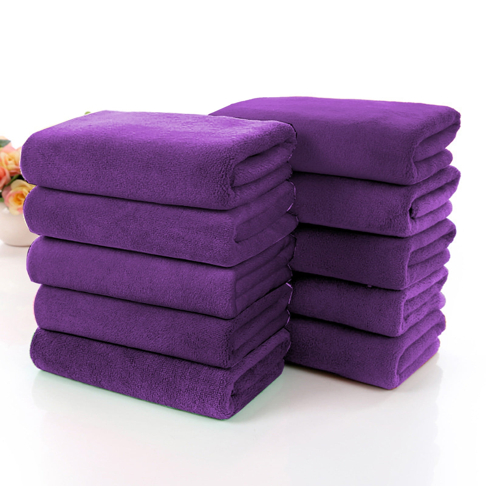 Tyidzon 10 Piece Hand Towels for Bathroom Soft Highly Absorbent Towel Set, 12x28 Inch Quick-Drying Machine Washable Face Towels for Bathroom, Hotel, Spa, Gym, College Dorm Room, Purple