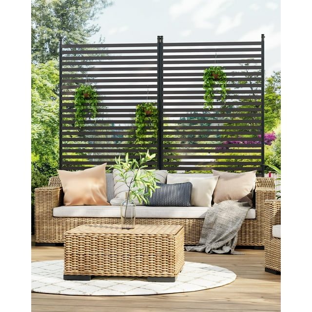 AKDSteel Écran d'Intimité Autoportant en Métal 72 Pouces H X 36 Pouces L pour Patio Extérieur - Panneau de Clôture Décoratif Robuste Résistant à la Rouille / Conception Résistante aux Intempéries / Écran d'Intimité pour Patio