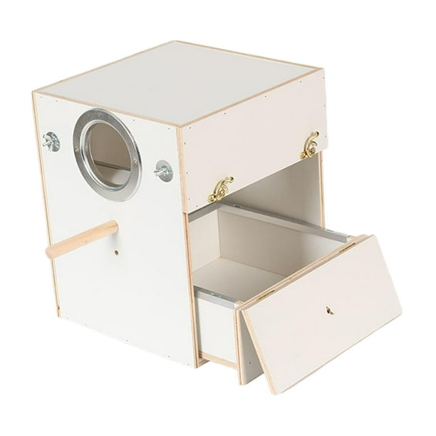 Caja de cría de periquitos con cajón, casa de apareamiento de loros de madera, jaula para pájaros 20x20x30 cm