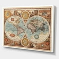 thumbnail image 3 of Designart ' Vintage Map of The World VIII ' Vintage Canvas Wall Art Print, 3 of 4