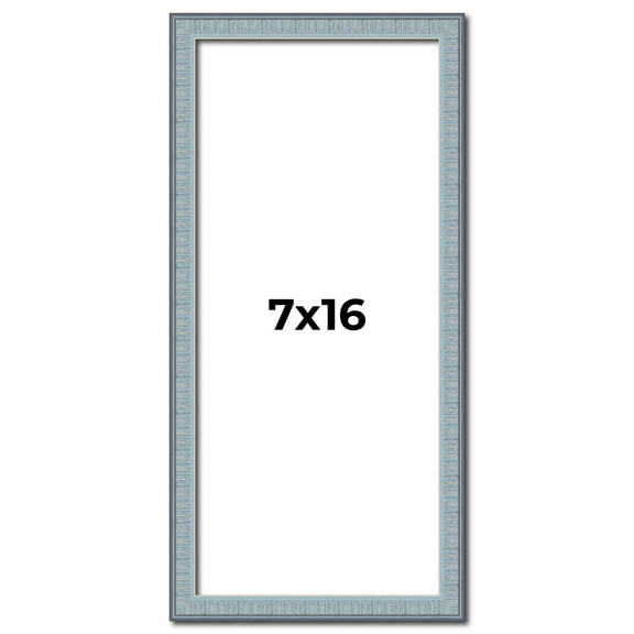 7x16 Frame Blue Scuffed Farm Board Solid Wood Picture Frame Width 0.75 Inches | Interior Depth 0.5