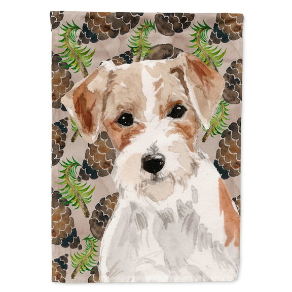 Wire Hair Jack Russell Pine Cones House Flag