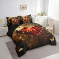 thumbnail image 3 of Homewish Romantic Love Heart Bedding Comforter Set 7pcs, Gold Butterfly Animal Queen Bedding Sets, Couple Valentines Day Reversible Queen Sheet Sets, Lightweight Room Decor, 3 of 7