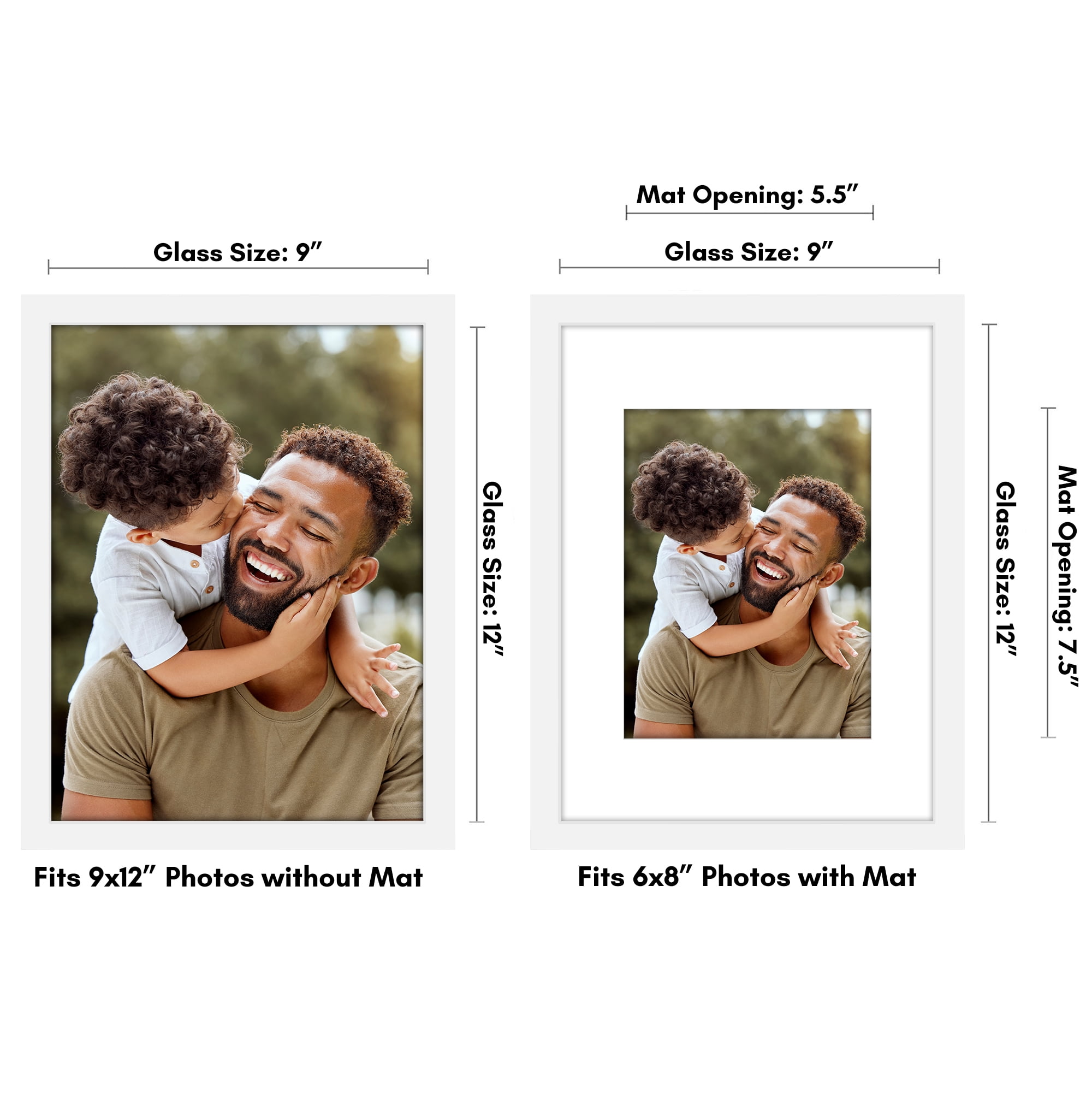 Americanflat 8x10 Picture Frame Set Of 5 – Black Slim Frame With Polished Plexiglass, Includes Mat For 5x7 Photos