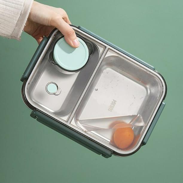 YIKA Tupperware 304 Stainless Steel Lunch Box Sealed Lunch Box Portable Lunch Box For Students And Office Workers Microwaveable Lunch Box Kitchen Storage Green
