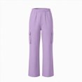 thumbnail image 5 of Zuwimk Girls Barrel Sweatpants Baggy Pants Wide Leg Drawstring Casual Sweat PantsFall Winter Elastic Waisted Open Bottom Soft Sweat Pants(Purple,7-8 Years), 5 of 7