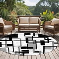 thumbnail image 4 of Black Grey Geometric Round Area Rug 7 FT, Non Slip Living Room Area Carpet, Modern Abstract Art White Washable Soft Circular Rug Non-Shedding Floor Carpet for Bedside Office Play Room Classroom, 4 of 9