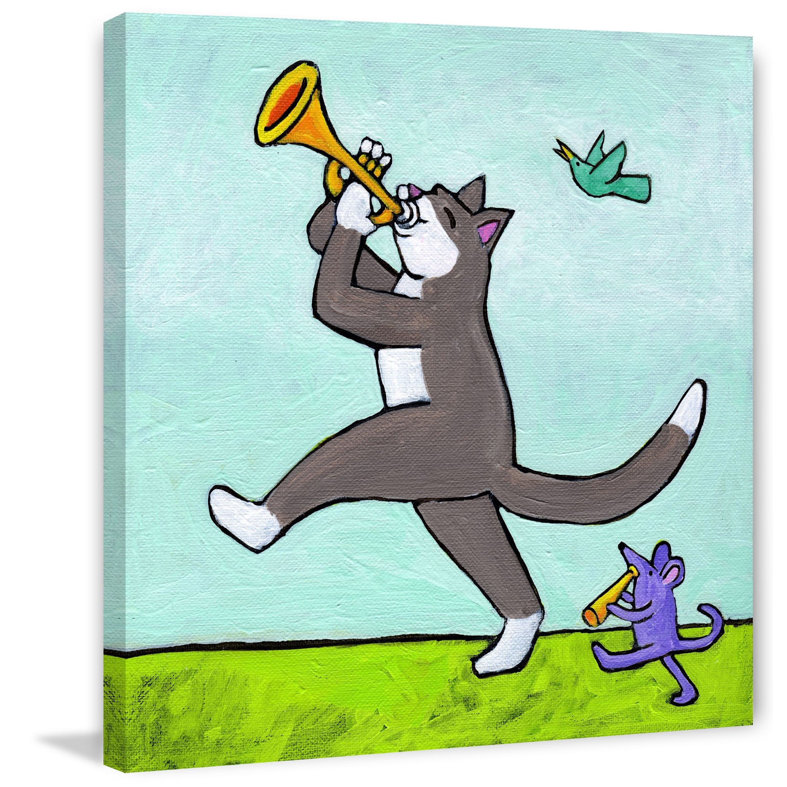 Marmont Hill "Leader of the Cat Pack" by Janet Nelson Painting Print on Wrapped Canvas