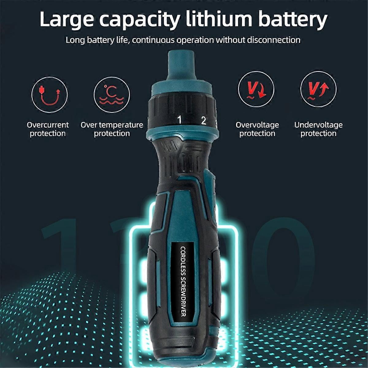 3.6V Cordless Electric Screwdriver Torque Precision Power Tool with Flashlight Screw Driver Bits Charging Handle