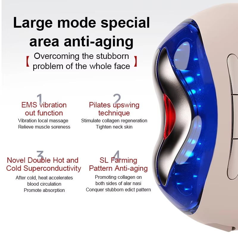 iKeener Advanced Neck & Face Beauty Device with EMS Microcurrent, Triple Color LED Light Therapy, and Dual Temperature Face Neck Sculpting Massager