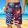 thumbnail image 2 of JLFKNG Fashion Mens Swim Trunks Plus Size Swim Bottoms Drawstring Loose Fit Independence Day Printed Casual Straight Leg Knee Length Swim Shorts Suit For Seaside, Vacation, Holiday, 2 of 5