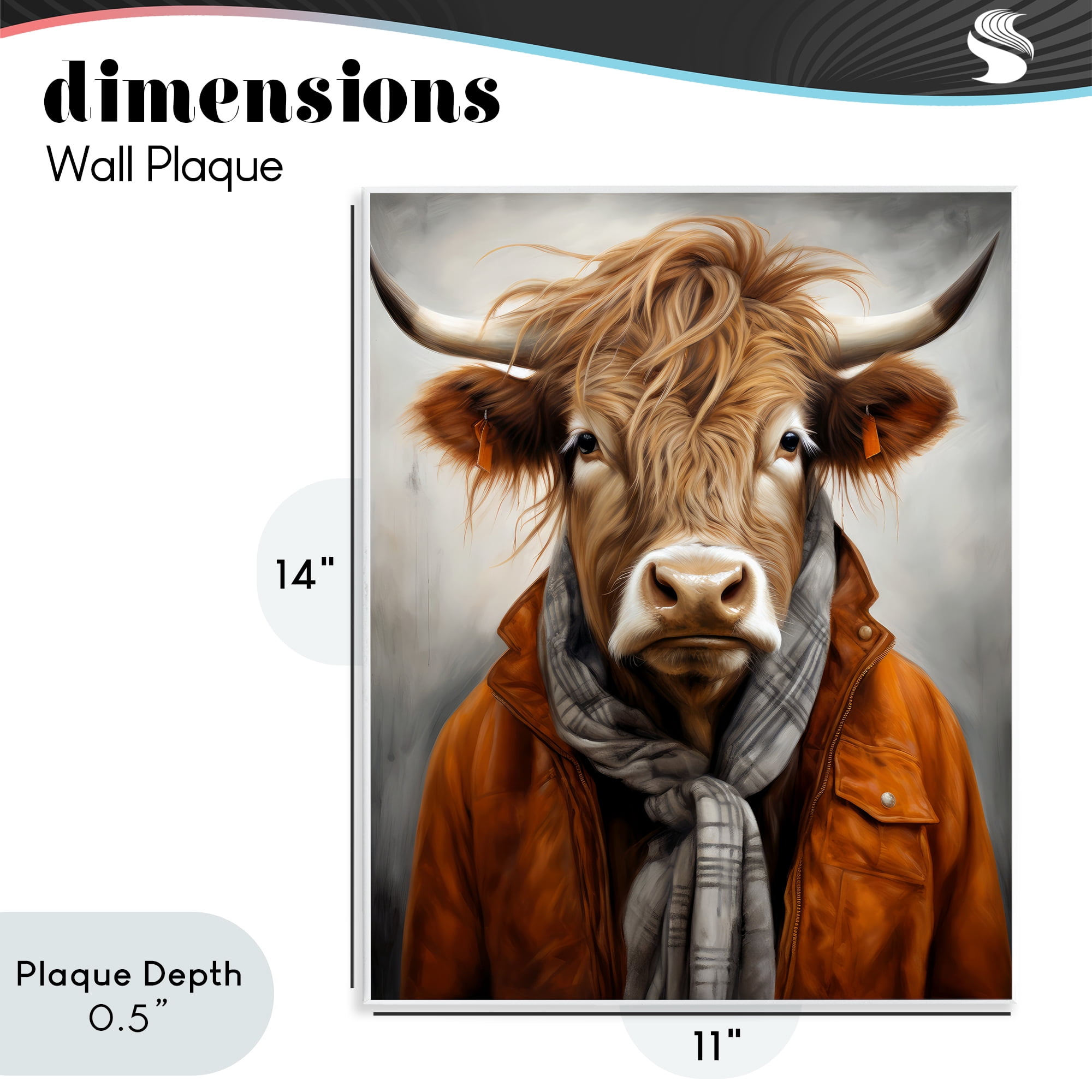 Stupell Industries Buster Bull Horn Portrait Wall Plaque Art, design by Ray Powers