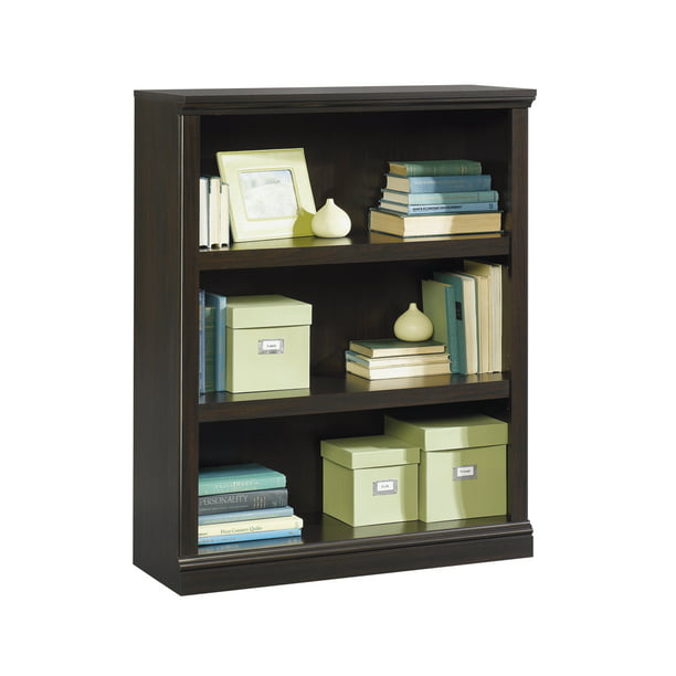 3 Shelf Bookcase Jamocha Wood Finish, Sauder 3 Shelf Bookcase Estate Black