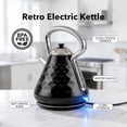 thumbnail image 2 of OVENTE Retro Electric Kettle, 1.7L Stainless Steel Tea Kettle, 1500W Fast Heating Hot Water Boiler with LED Indicator Light, Auto Shut-Off & Boil-Dry Protection, BPA-Free Teapot, Black KS755B, 2 of 8
