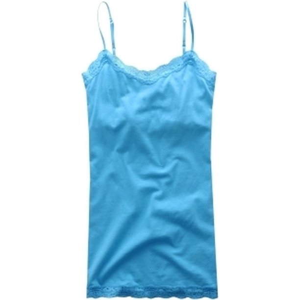 Aeropostale Womens Solid Classic Lace Cami Tank Top, azul, pequeño