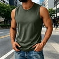 thumbnail image 2 of Men's Casual Sports Ice Silk Tank Top Sleeveless Crewneck Quick Dry Breathable Cooling Sun Protection T-Shirt Muscle Vest Summer Gym Workout Fashion Essential | JASKFLY,Army Green L, 2 of 9