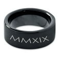 thumbnail image 2 of Tungsten Gradutaing Class Of 2019 Roman Numerals Engraved Band Ring 9mm Men Women Comfort Fit Black Flat Cut Brushed Polished, 2 of 4