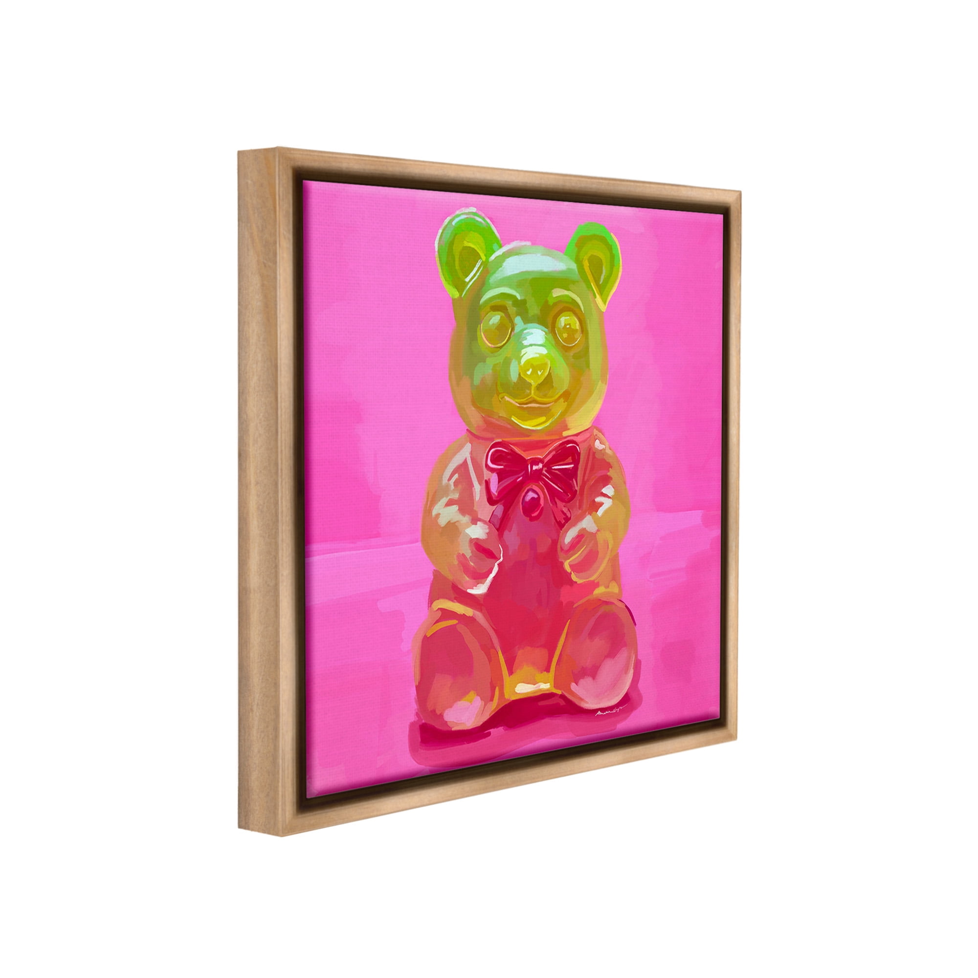 Stupell Industries Bold Candy Bear Food & Beverage Painting Brown Floater Framed Canvas Art Print Wall Art, 18 x 18
