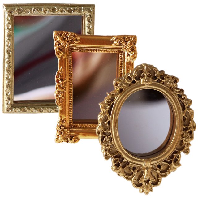 3Pcs Miniature Miroir Ornements Miroirs Miniatures Décoratifs Délicate Poupée Mini Miroir Décors