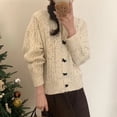 thumbnail image 3 of Chaqueta tipo suéter de punto con lazo de estilo suave de estilo coreano, diseño femenino, temperamento de nicho, cárdigan de punto suave y glutinoso para mujer, 3 of 5