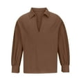 thumbnail image 4 of Dagegui Mens Medieval Vintage Shirts Cotton Linen Long Sleeve V Neck Shirt Solid Color Casual Tees Soft Comfy Daily Tops Coffee XL, 4 of 6