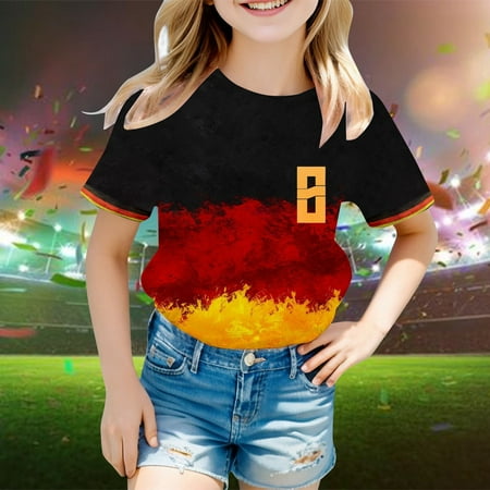 

Hbdhejl Toddler Boys Girls Shirts Children Germany Fashion Print Short Sleeve Round Neck T Shirt Tops Yellow 8-9 Years