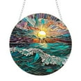 thumbnail image 2 of Ocean Sunset Acrylic Wall Art Coastal Themed Window Hanging Decoration Beach Style Home Decor For Living Room Bedroom, 2 of 6
