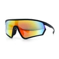 thumbnail image 5 of Mens Classic Oversized Shield Color Mirror Wrap Around Sport Plastic Sunglasses Matte Black - Rainbow Mirror, 5 of 8